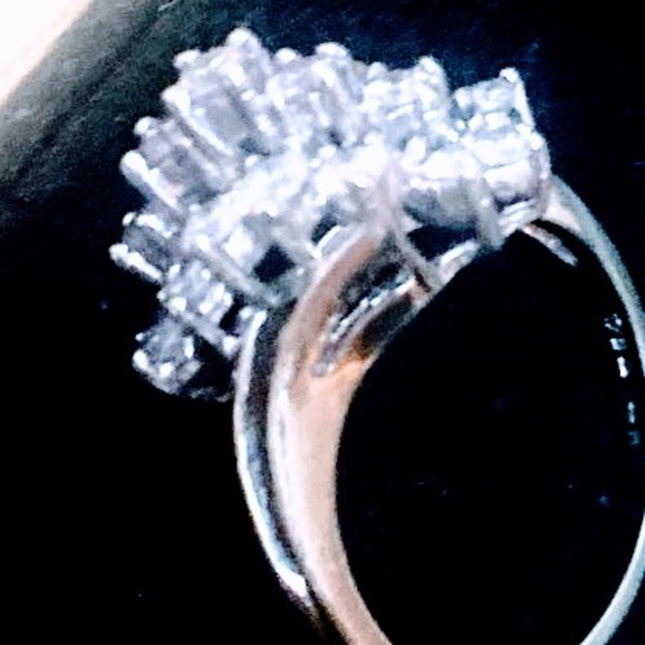 Thornton bros 14k white gold waterfall cluster ring